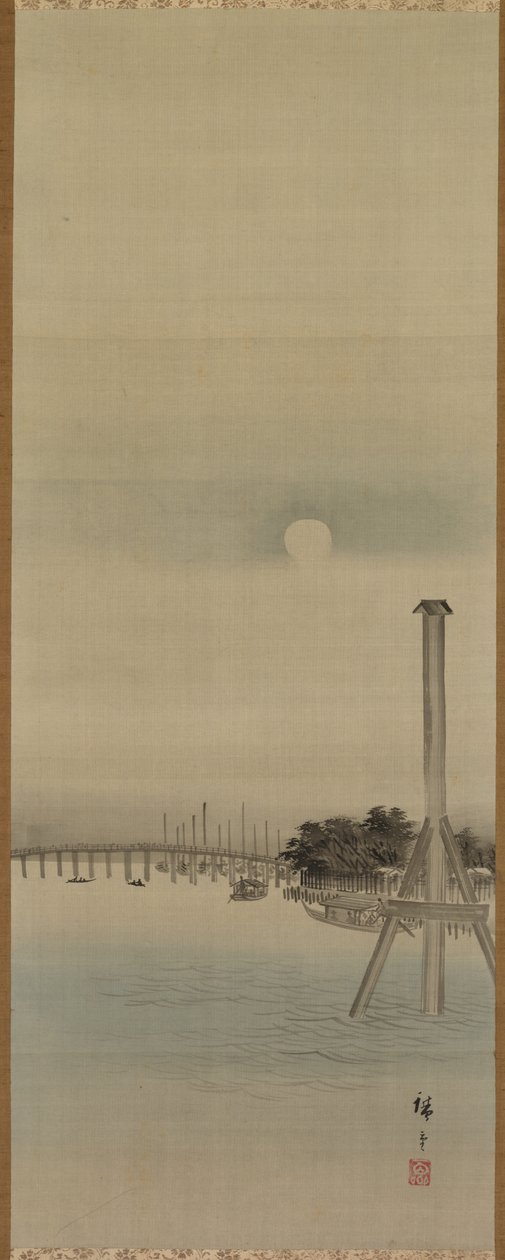 um田川的夜景，1800年代。 作者 安藤广重