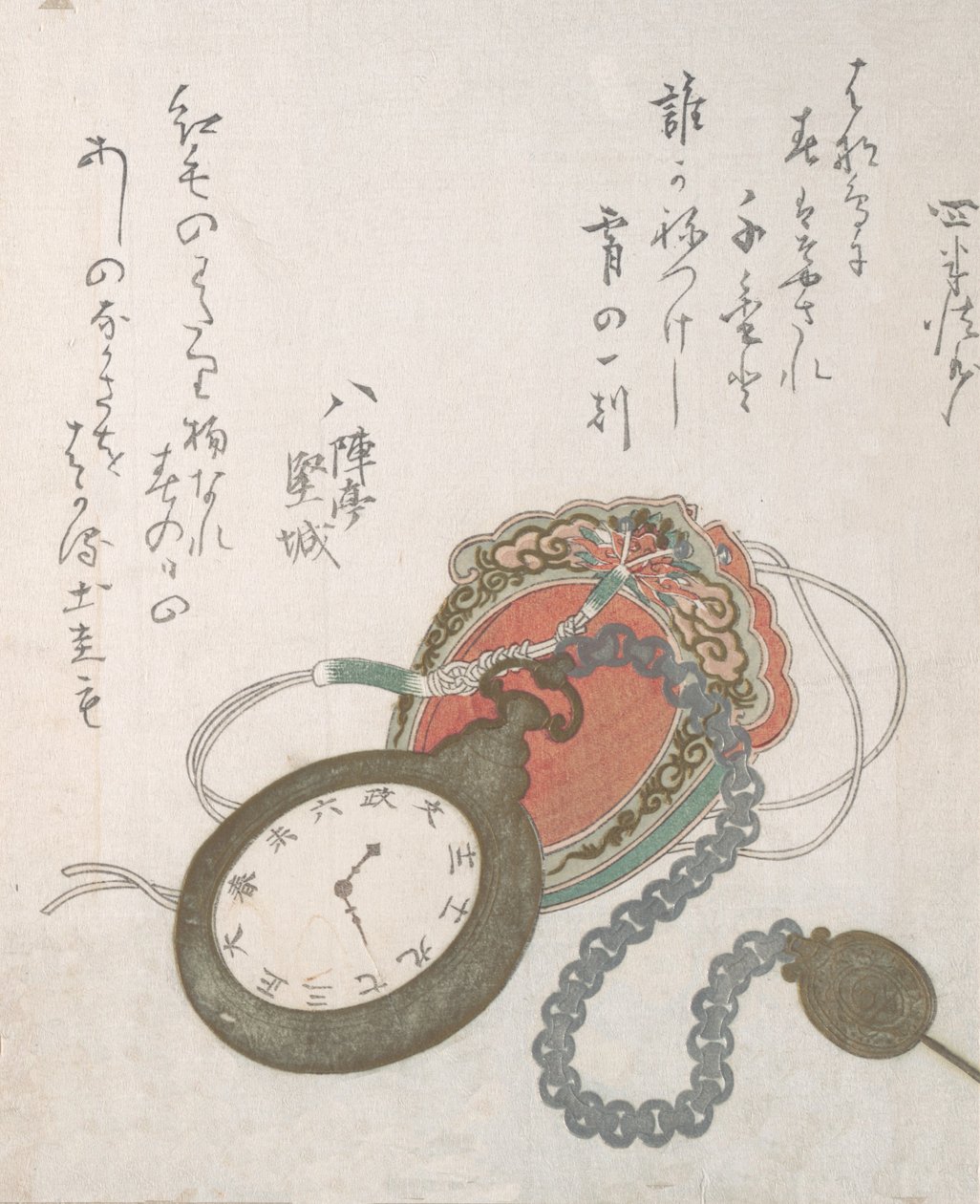 西方怀表 来自春雨收藏的春雨书，第3卷，日期为1823年。 作者 安藤广重