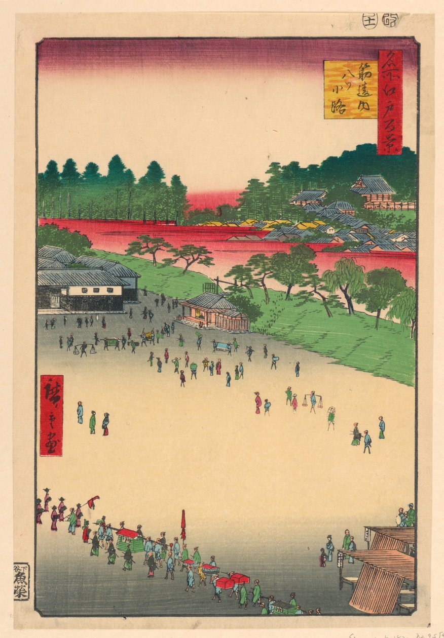诹访地的八王子路口(Suji-chigai-uchi, Yatsukoji) 摘自《江户百家名景》系列 作者 安藤广重