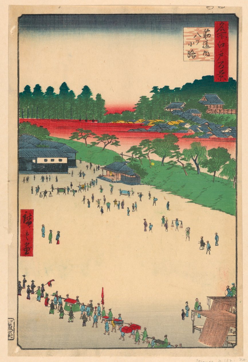 诹访地的八王子路口(Suji-chigai-uchi, Yatsukoji) 摘自《江户百家名景》系列 作者 安藤广重