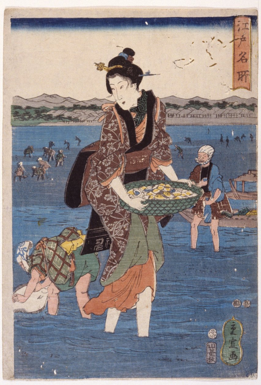 (大型涉水女图) 作者 安藤或歌川广重