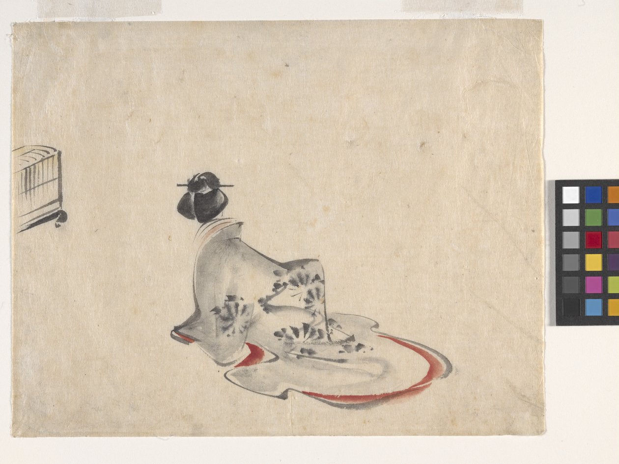 鞠躬的女人（纸上水墨和色彩） 作者 安藤或歌川广重