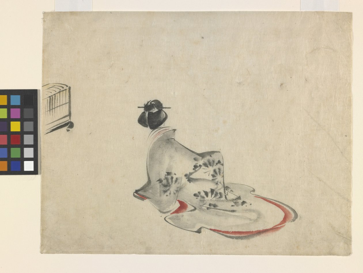 鞠躬的女人（纸上水墨和色彩） 作者 安藤或歌川广重