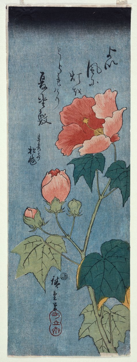 开花的罂粟，Tanzaku 作者 安藤或歌川广重