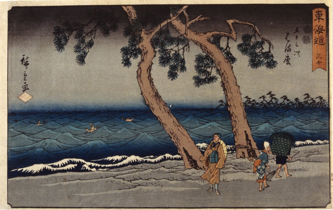 滨松车站（彩色木刻版画） 作者 安藤或歌川广重