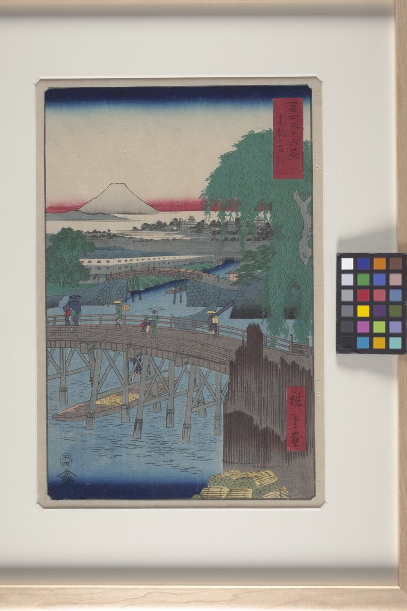 东都一石桥（彩色木刻版画 作者 安藤或歌川广重