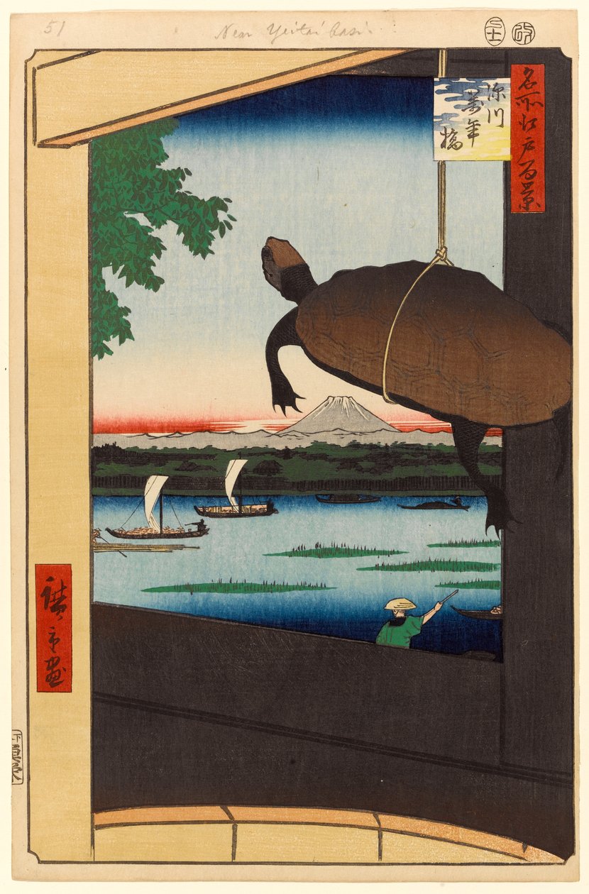 Mannen Bridge，Fukagawa，1856（木版画） 作者 安藤或歌川广重