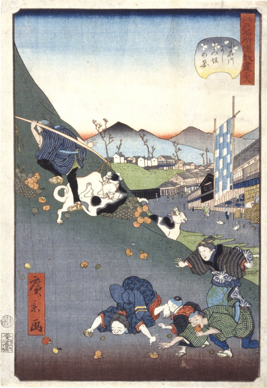 小石川西友坂之景（38）（小石川西友坂之景 38）（彩色木刻版画） 作者 安藤或歌川广重
