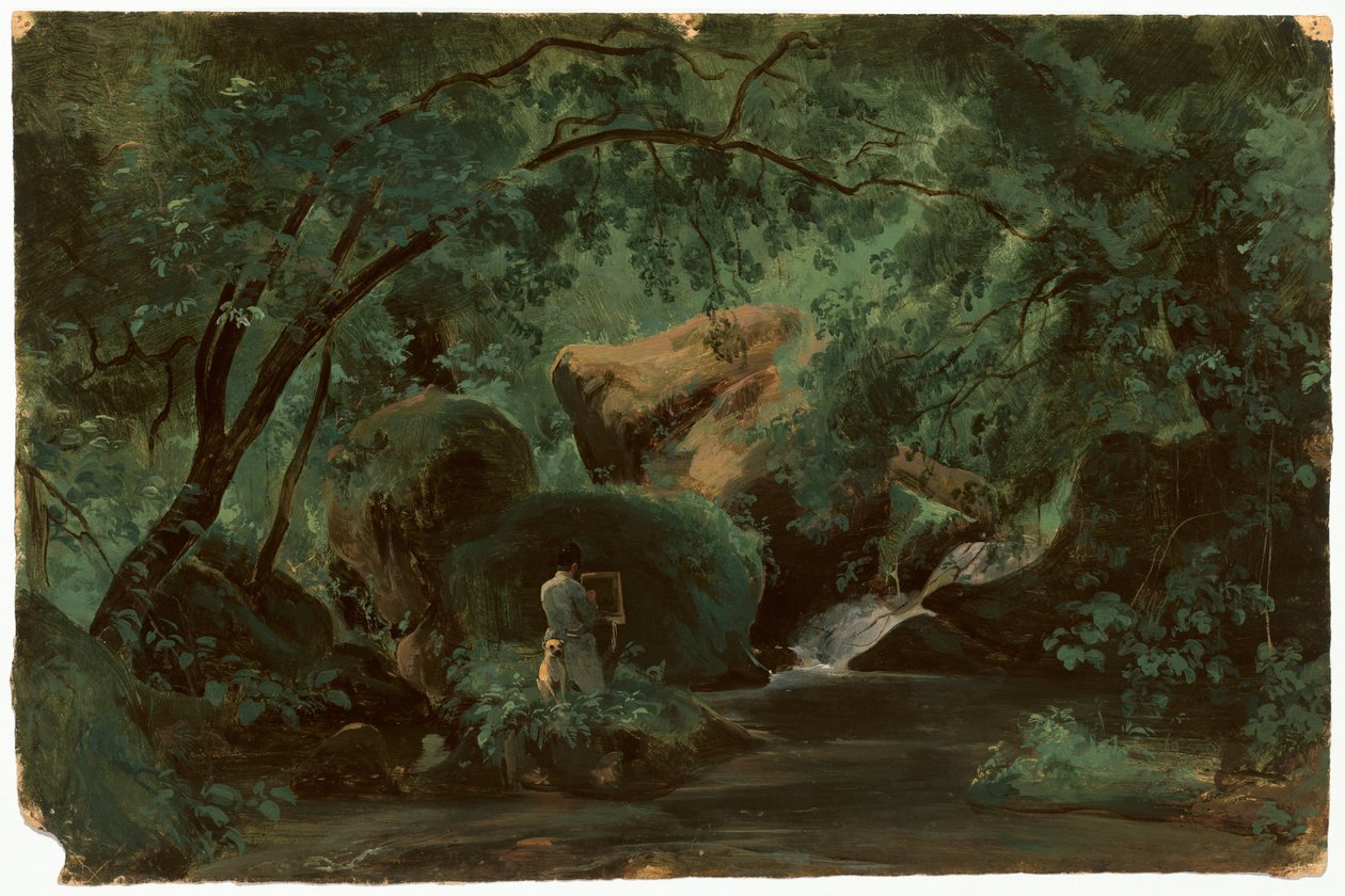 有画家的森林内部，Civita Castellana，1825-1830。 作者 安德烈·吉鲁（AndréGiroux）