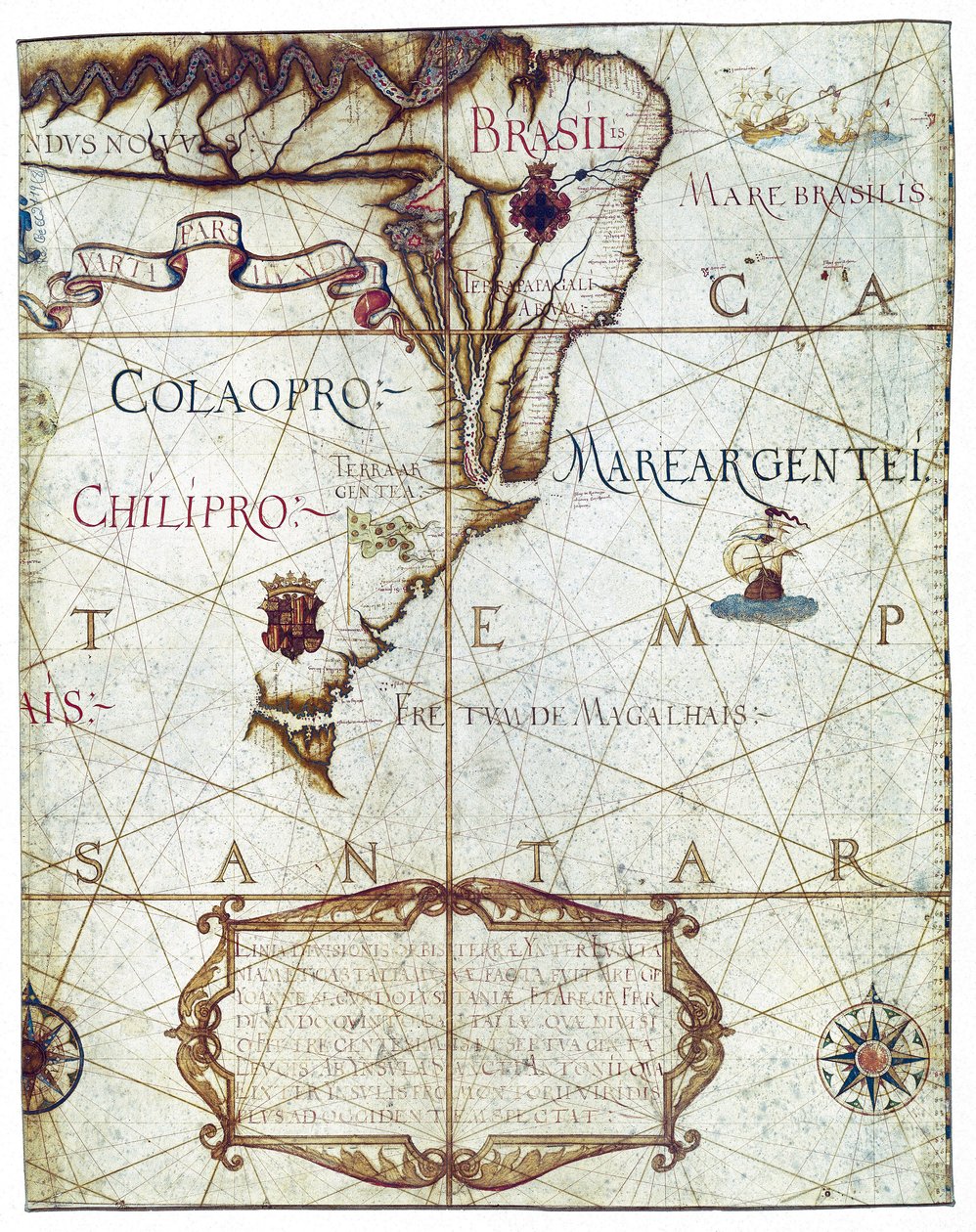 南美洲地图，载于 1559 年《Universa ac Navigabilis Totius Terrarum Orbis Descriptio》（彩色手稿） 作者 安德烈·霍姆
