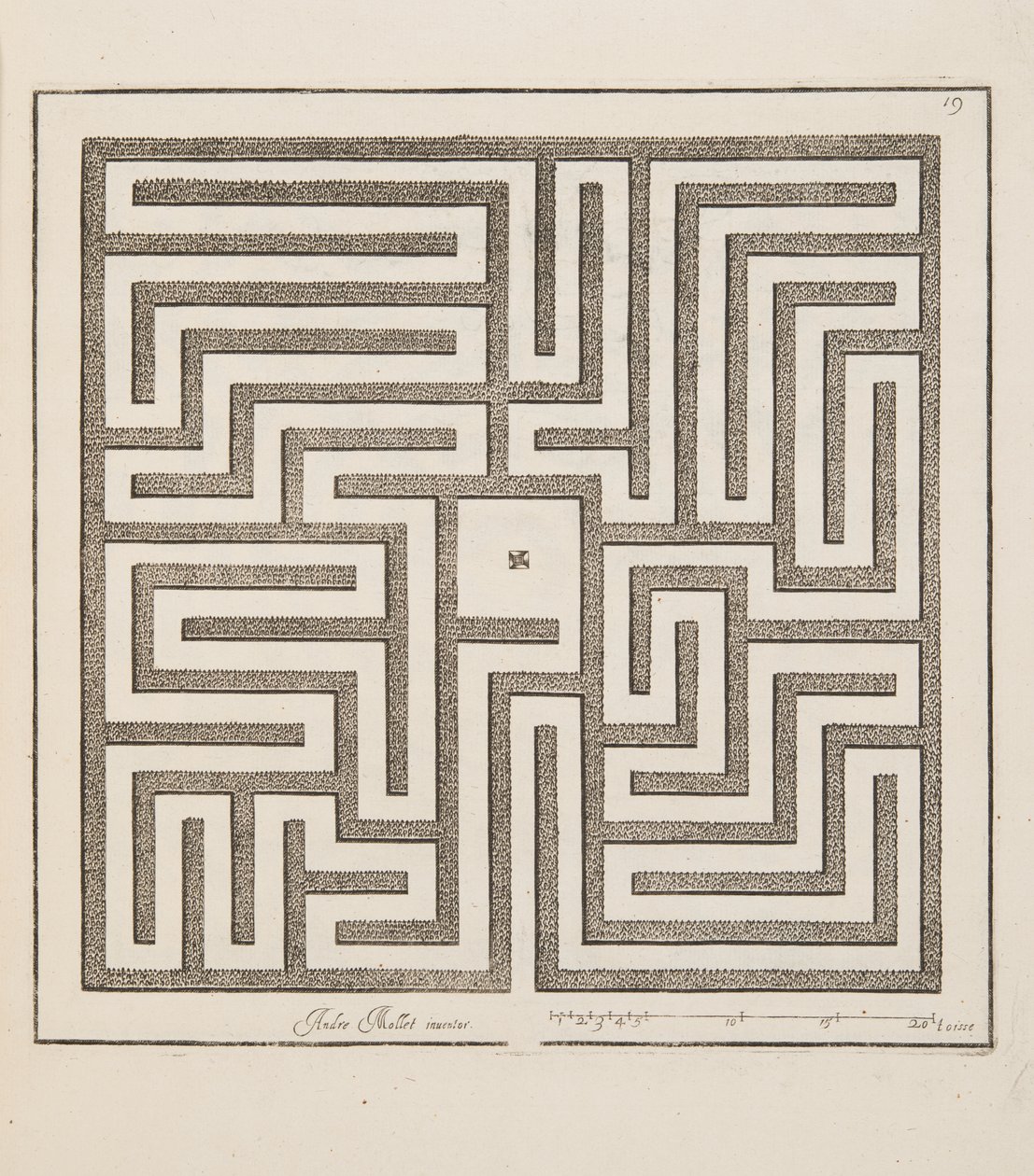 花坛设计，来自 Theatre des Plans et Jardinages，pub. 1652（雕刻） 作者 安德烈·莫莱特（AndréMollet）