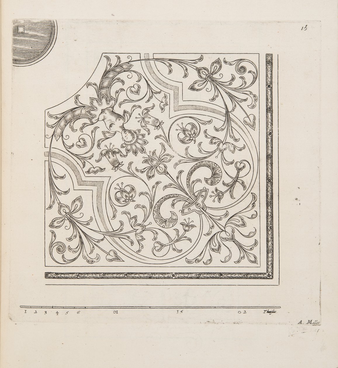花坛设计，摘自《计划与花园剧院》，1652年出版（雕刻）。 作者 安德烈·莫莱特（AndréMollet）