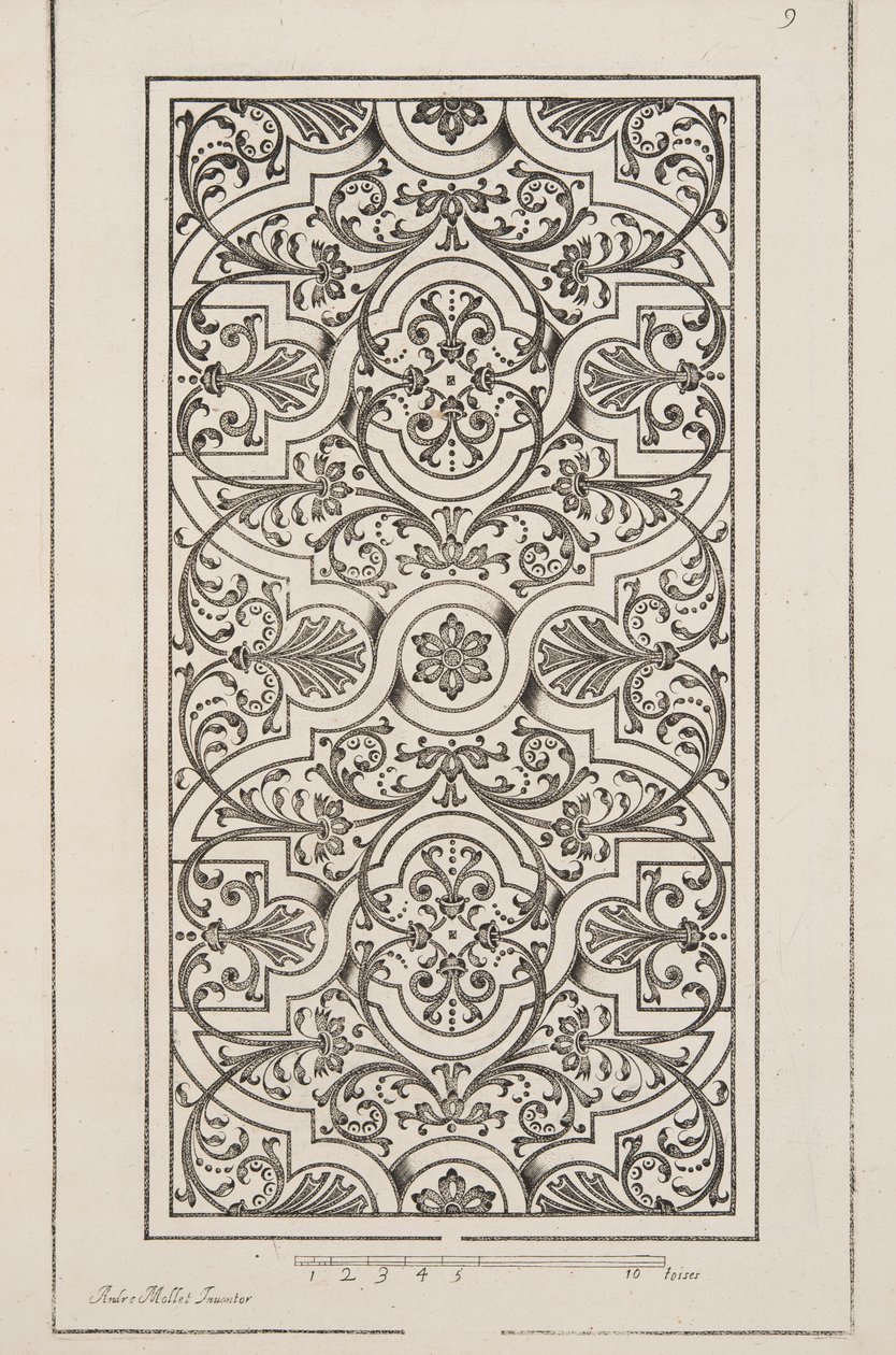 花坛设计，摘自《计划与花园剧院》，1652年出版（雕刻）。 作者 安德烈·莫莱特（AndréMollet）