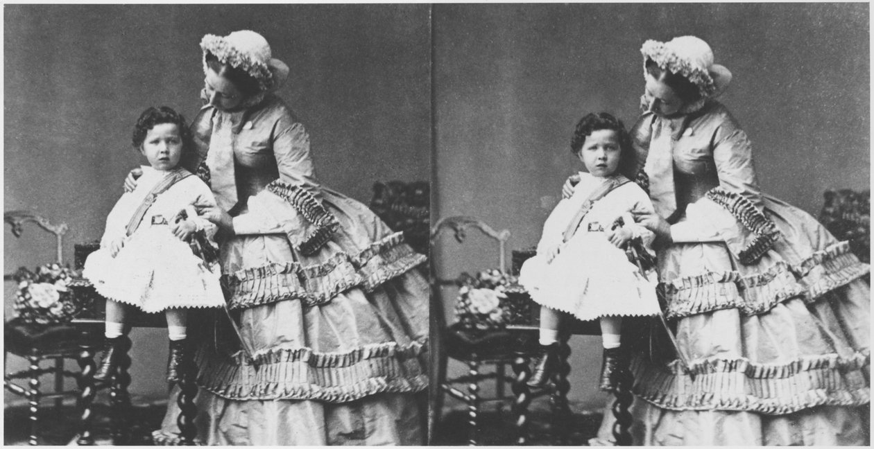 Eugenie女皇和尤金王子Louis Napoleon Bonaparte，c.1858-59（立体照片） 作者 安德烈·阿道夫·尤金·迪斯德里