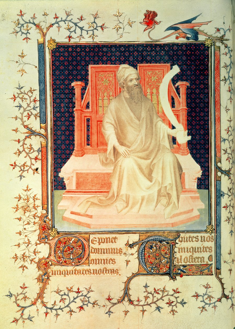 Fr 13091 f.29v先知弥迦，来自贝瑞公爵的诗篇，c.1386 作者 安德烈·波纳芙（Andre Beauneveu）