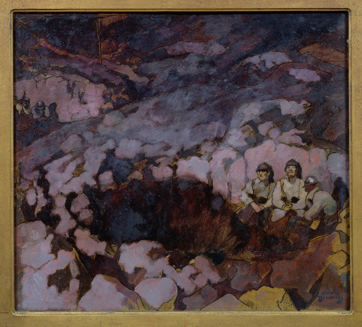 A Trench，三联画“记住死者”的右侧小组，c.1918（石油） 作者 安德烈·德文贝兹（Andre Devambez）