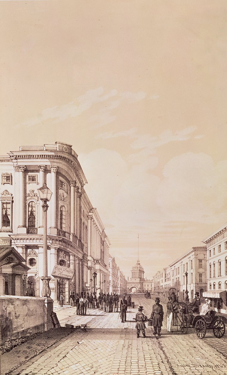 Nevsky Prospekt，圣彼得堡，插图来自&39;风景如画的俄罗斯之旅&39;，1843年 作者 安德烈·杜兰德