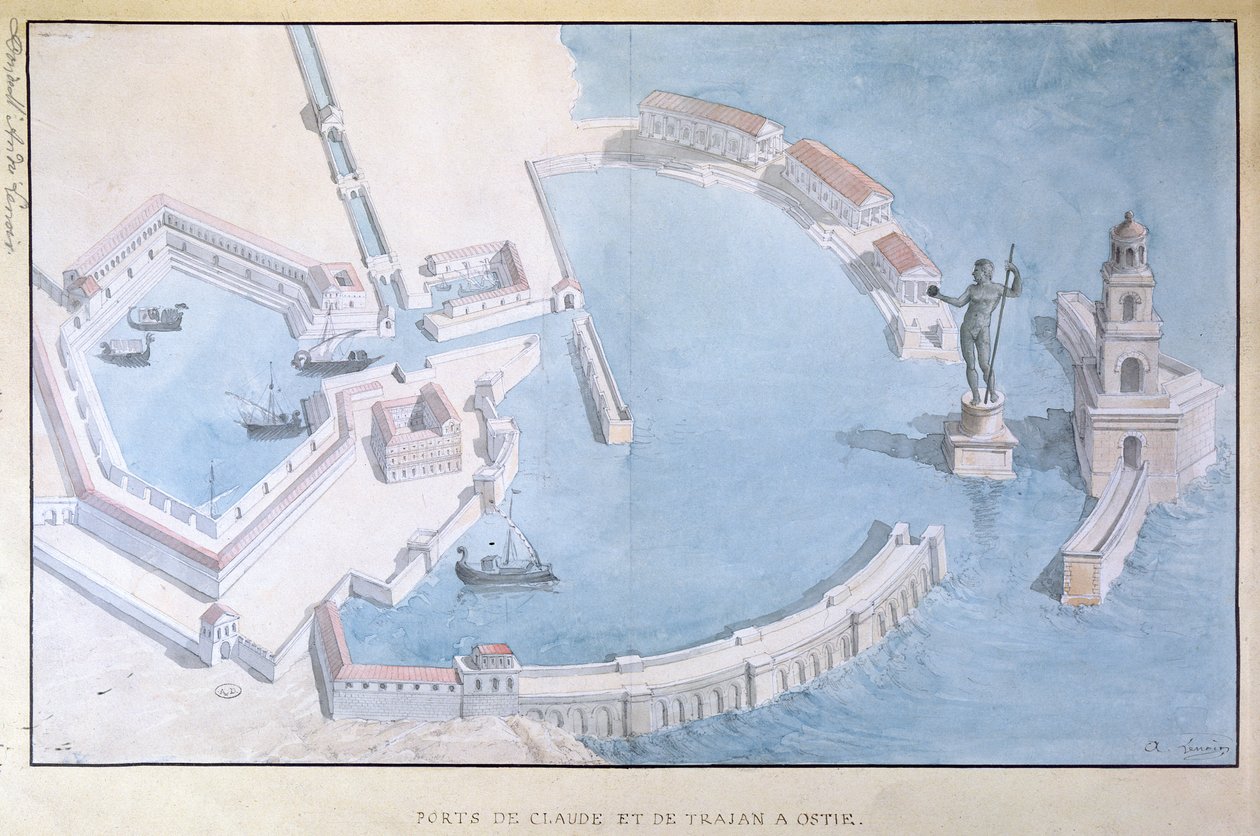 重建罗马的奥斯蒂亚港，1850年 作者 安德烈·勒诺瓦（Andre Lenoir）