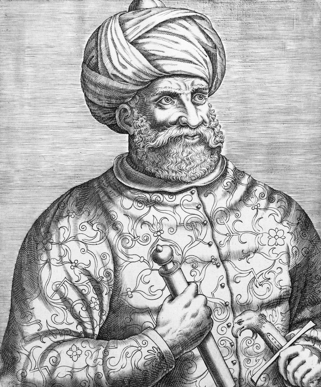 Barbarossa，来自Andre Thevet的“真正的普拉斯和杰出人物的生活”的插图，1584年 作者 安德烈·塞维特（Andre Thevet）