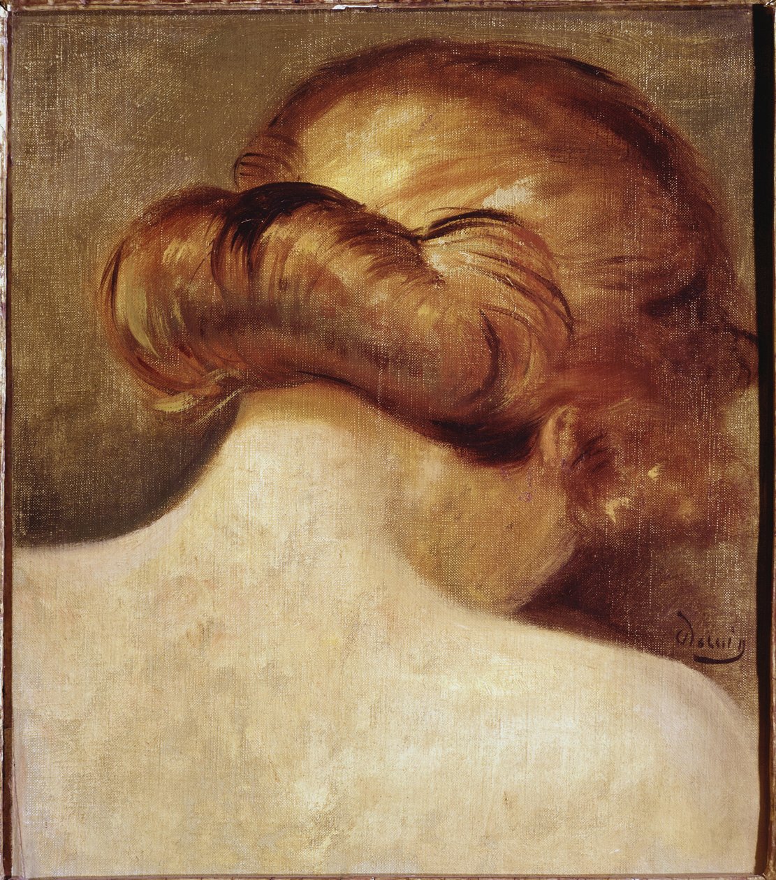 梳着发髻的金发女人的脖子。安德烈-德兰（1880-1954 年）的画作，1928 年，巴黎。乔治-蓬皮杜国家文化艺术中心 作者 安德烈·德雷恩