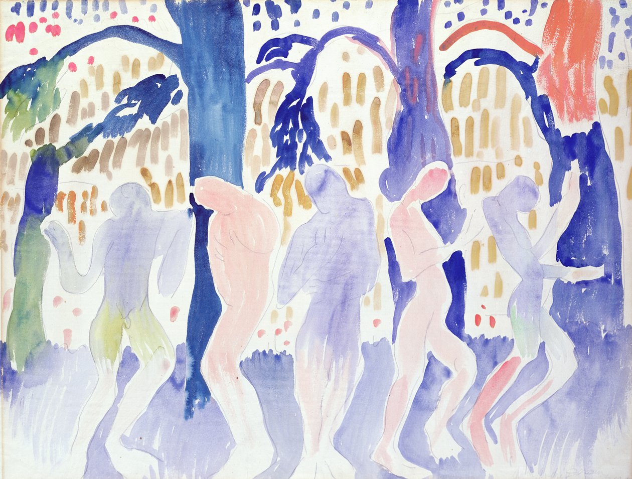 五个裸体》，约 1904-05 年（纸面水彩画） 作者 安德烈·德雷恩