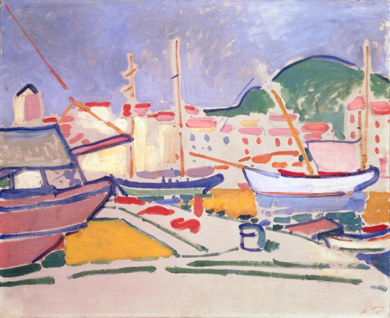 海港，约 1905 年（布面油画） 作者 安德烈·德雷恩