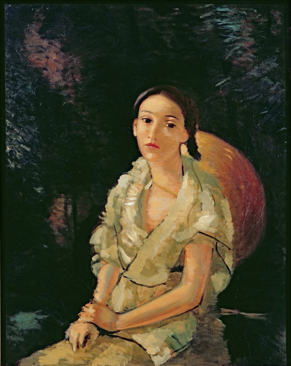 坐着的画家侄女》，约 1931 年（布面油画）（另见 287563） 作者 安德烈·德雷恩