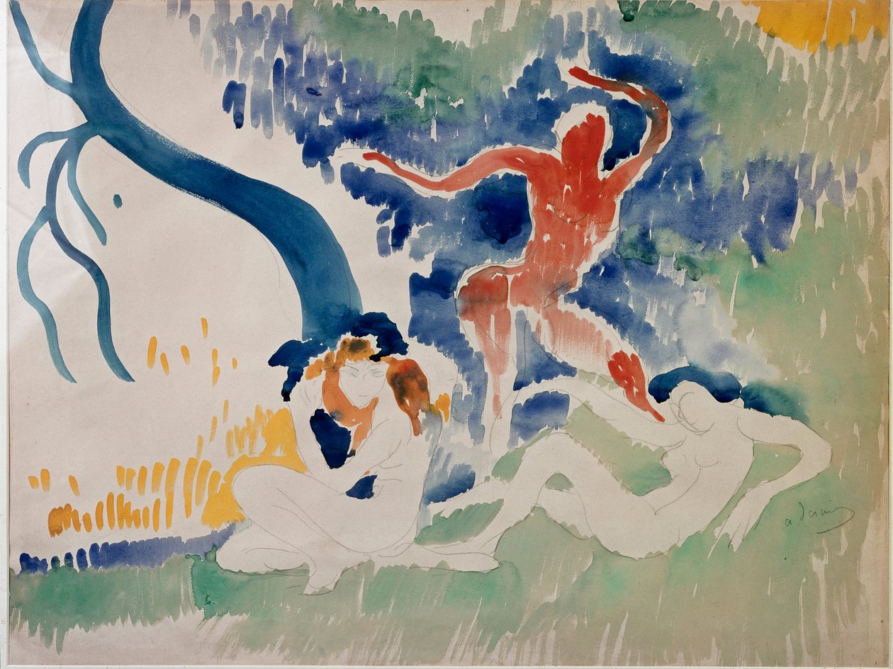三个舞者，20 世纪（水彩画） 作者 安德烈·德雷恩