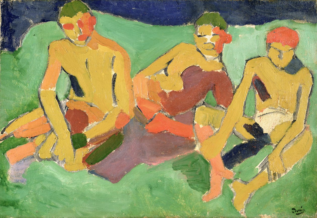草地上坐着的三个人物（布面油画） 作者 安德烈·德雷恩