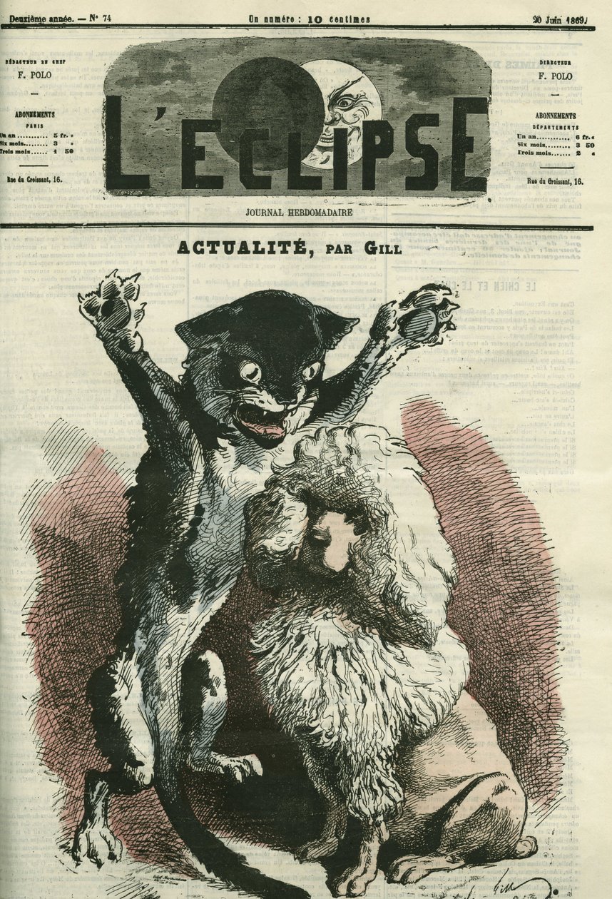 Actualite, illustration for an exhibition “The dog and the cat”” in Paris. Cover in “” L