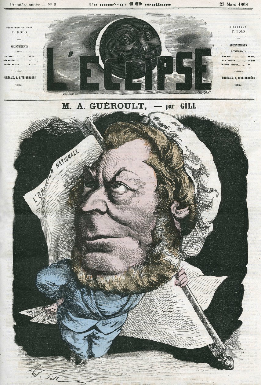 Adolphe Georges Gueroult (1810-1872)，法国圣西门教徒记者。3月22日吉尔撰写的《日蚀》中的封面 作者 安德鲁·吉尔