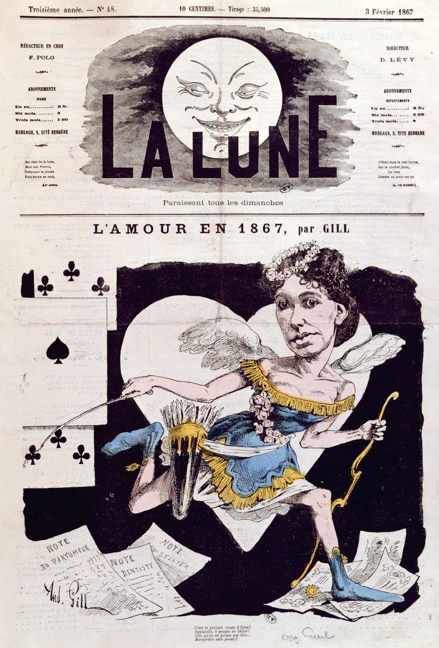 1867年2月3日，来自&39;La Lune&39;的Cora Pearl漫画（1842-c.1886） 作者 安德鲁·吉尔