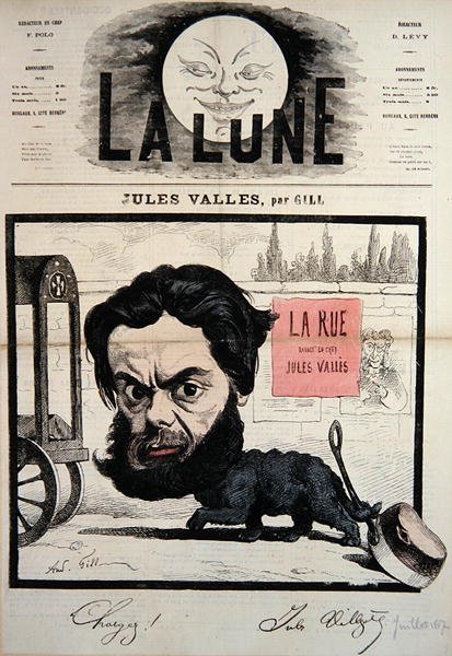 儒勒-瓦莱斯的漫画封面插图，来自《La Lune》杂志，1867年7月（彩色平印）。 作者 安德鲁·吉尔