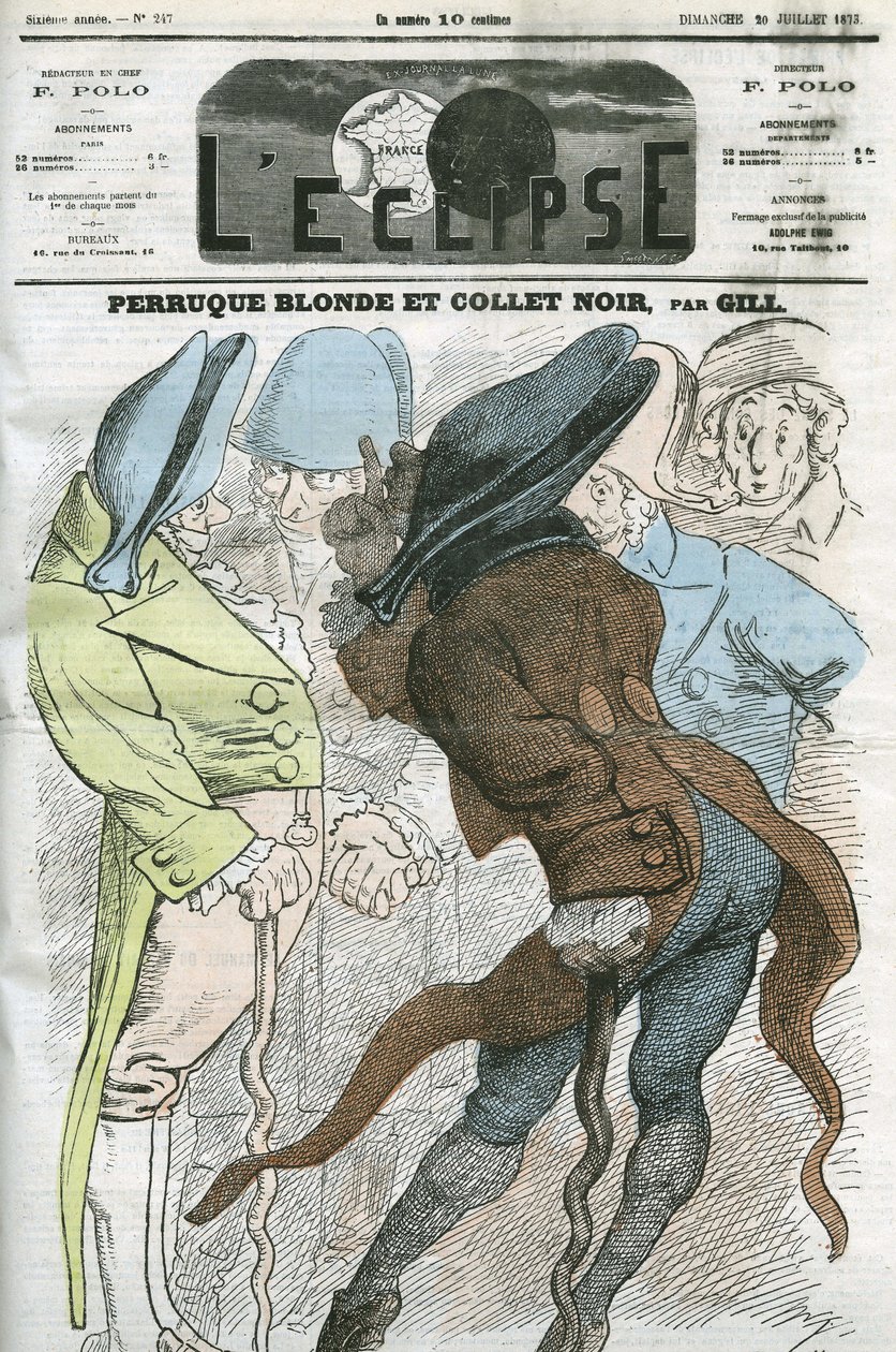 Cartoon “” Blonde wig and black collar””. Cover in “” L