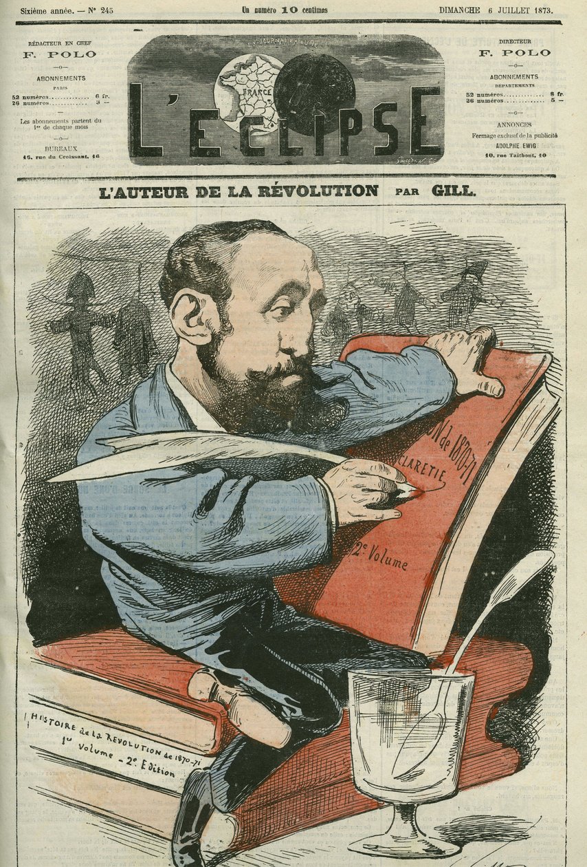 Cartoon by Jules Claretie (1840-1913), French novelist, playwright and critic. Cover in “” L