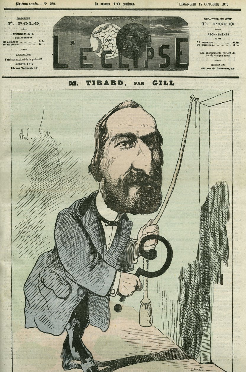 Cartoon by Pierre Tirard (1827-1893), French politician. Cover in “” L