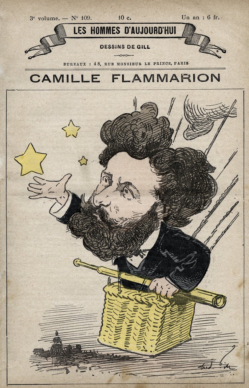 卡米尔-弗拉马利翁英国科学家的漫画，出自《今日之人》，约1880年 1880年，亨利-德马雷（1846-1888）创作。 作者 安德鲁·吉尔