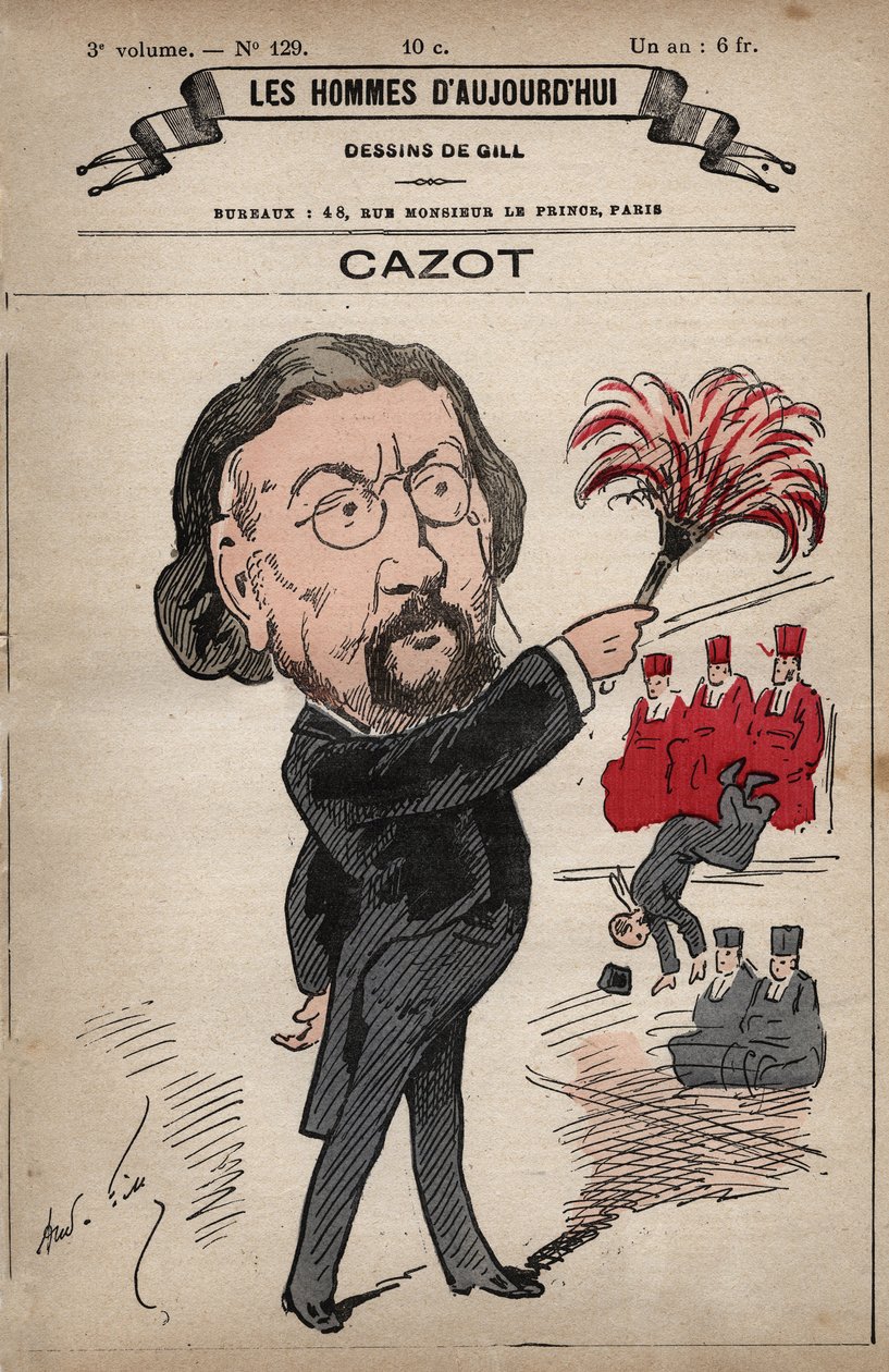 西奥多-约瑟夫-儒勒-卡索（1821-1912）法国政治家的漫画，出自安德烈-吉尔（1840-85）的《今日人类》（约1779-1880）。 作者 安德鲁·吉尔