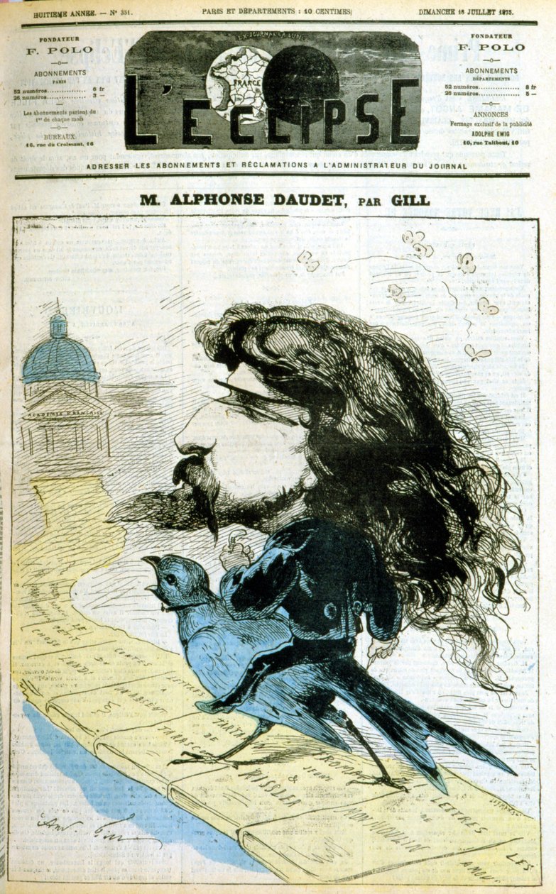 Alphonse Daudet 和法国学院的漫画 - 吉尔，在 1875 年 7 月 18 日的“L