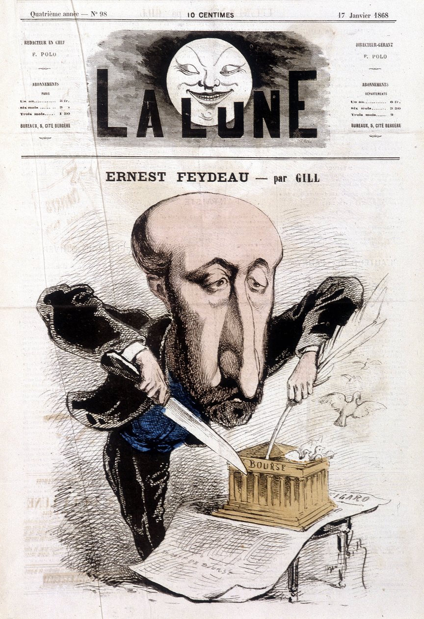 Gill创作的关于Ernest Feydeau（1821 - 1873）的漫画--载于《La Lune》。 作者 安德鲁·吉尔