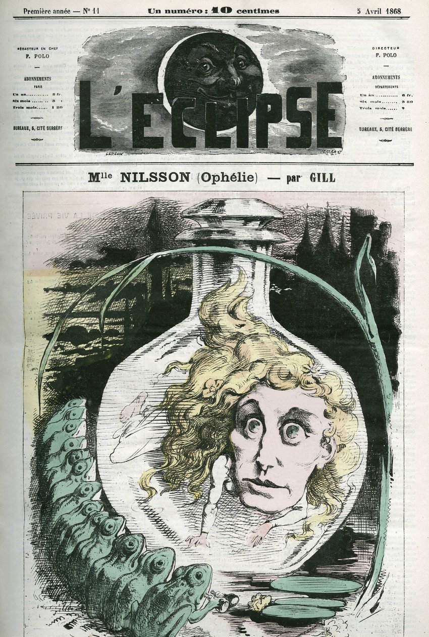Christine Nilsson 饰演 Ophelie（1843 年至 1880 年左右）瑞典歌剧歌手。 Gill 的“L