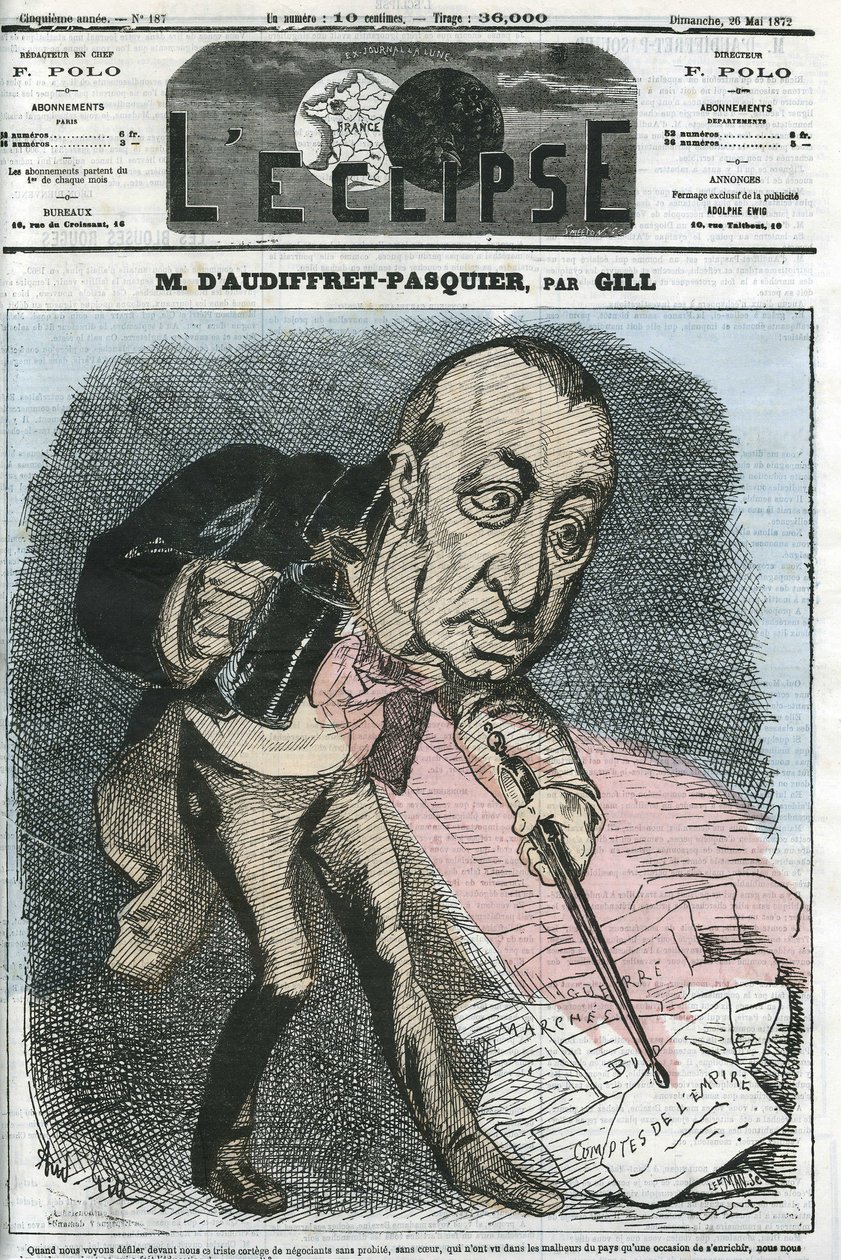 Edme Armand Gaston, Duke of Audiffret-Pasquier (1823-1905), French politician. Cover in “” L