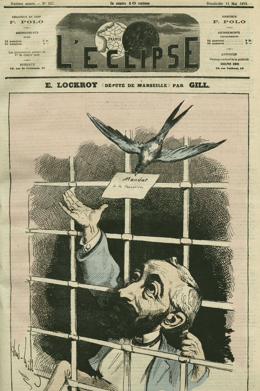 Edouard Simon Lockroy (1838-1913), French politician, depute of Marseille. Cover in “” L