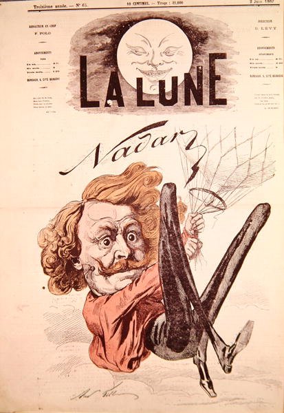 展示纳达尔（1820-1910）的 "La Lune "杂志封面，1867年6月2日（彩色平印）。 作者 安德鲁·吉尔