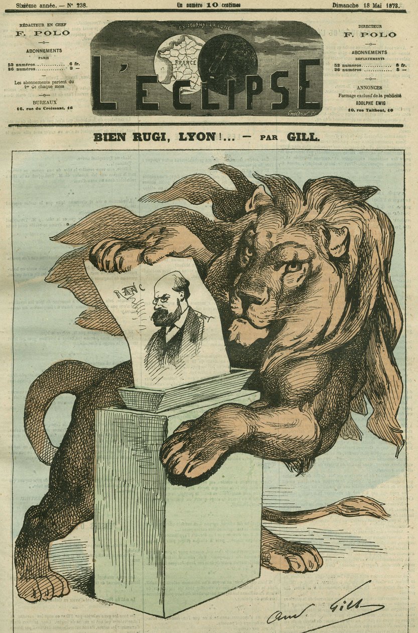 好的鲁吉，里昂！ ，卡通选举亚瑟·ranc（1831-1908），罗纳倾斜。 Gill 的“L