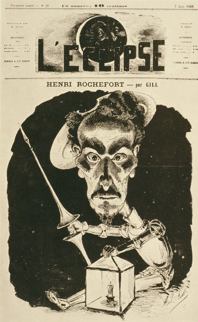 Henri Rochefort，1868年6月7日“L&39;Eclipse”杂志封面插图 作者 安德鲁·吉尔