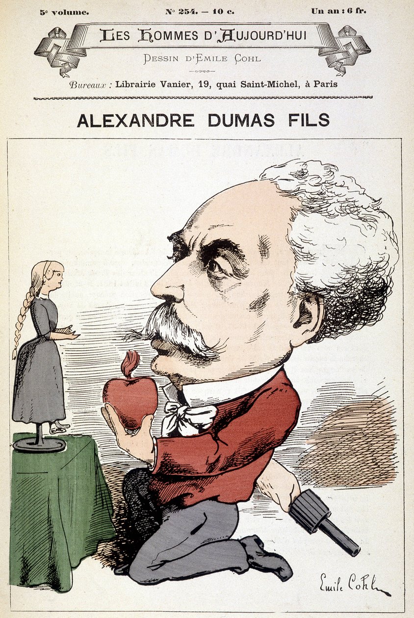 Humorous drawing on Alexandre Dumas Fils. Cover “” Les Hommes d