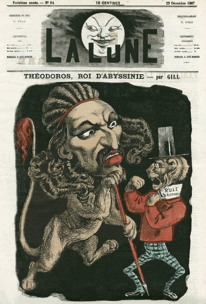 “阿比西尼亚国王西奥多罗斯”的插图。 吉尔的漫画，在“月之夜”中，1867 年 12 月 22 日。 作者 安德鲁·吉尔