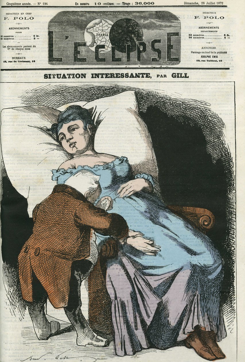 共和国即将欠下普鲁士债务的插图，共和国总统阿道夫-梯也尔（1797-1877）在把脉。8月26日，吉尔撰写的《日食》杂志的封面 作者 安德鲁·吉尔