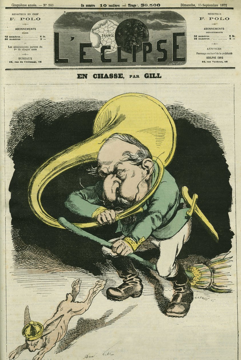 在狩猎方面，Louis-Napoleon Bonaparte (1808-1873)，1848 年的共和国总统和 1852 年至 1871 年的法兰西皇帝。封面在吉尔的“L
